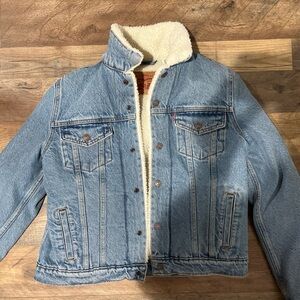 Levi's Blue Denim Jacket with White Sherpa Lining